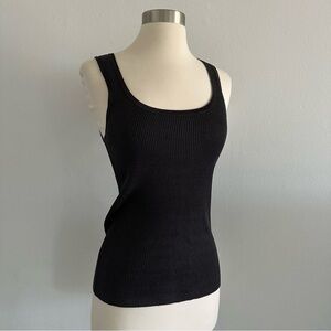 Vintage DKNY 100% Silk Ribbed Tank Top Black M